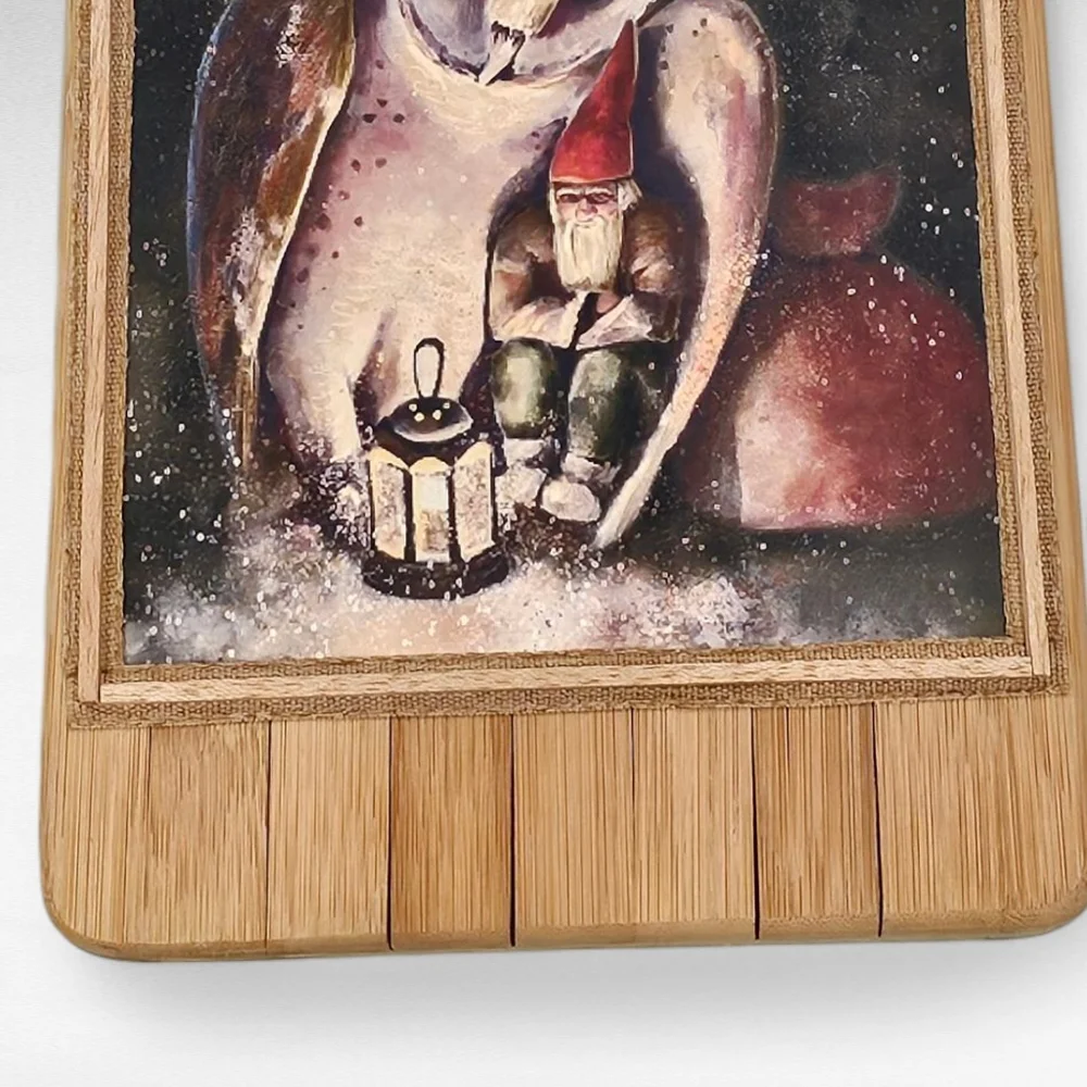 Owl with Gnome Picture on wood